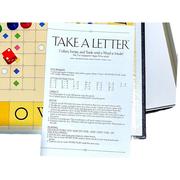 1985 Take A Letter Board Game by Rainbow Games  COMPLETE - Picture 4 of 8